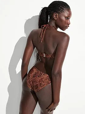 Hammered Hardware Cut-Out Halter One-Piece Swimsuit