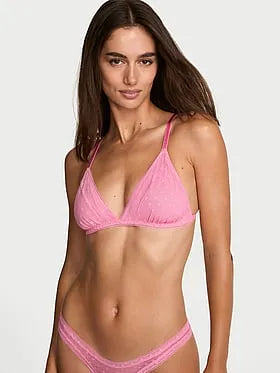 Dot Geo Lace Unlined Triangle Bralette