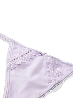 Cotton Lace-Trim V-String Panty