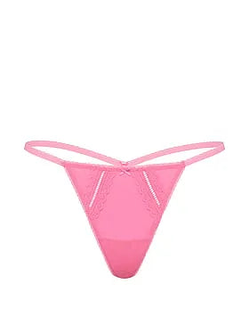 Cotton Lace-Trim V-String Panty