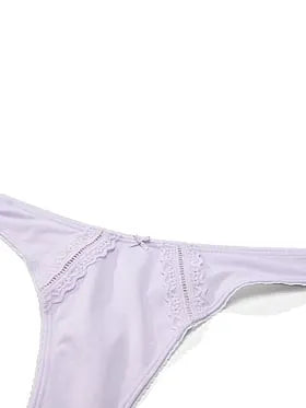 Cotton Lace-Trim High-Leg Scoop Thong Panty