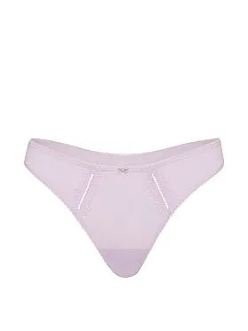 Cotton Lace-Trim High-Leg Scoop Thong Panty