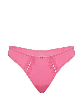 Cotton Lace-Trim High-Leg Scoop Thong Panty
