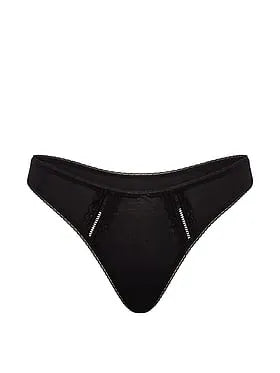 Cotton Lace-Trim High-Leg Scoop Thong Panty