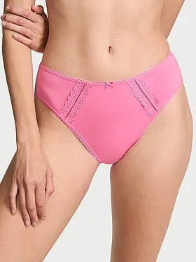 Cotton Lace-Trim High-Leg Brief Panty
