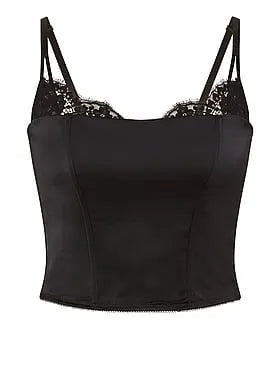 Satin Lace-Trim Corset Top