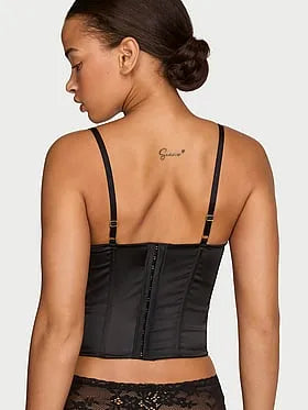 Satin Lace-Trim Corset Top
