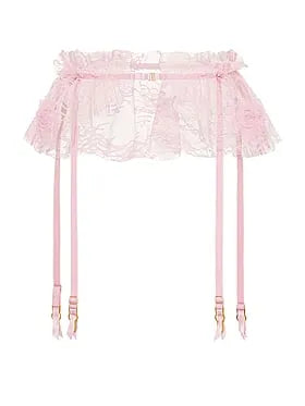 Rosette Reverie Embroidery Flutter Garter Belt