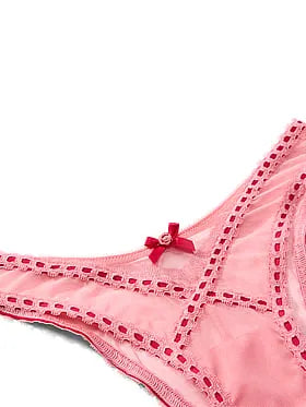 Ribbon Slot Mesh Brazilian Panty