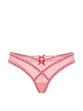 Ribbon Slot Mesh Brazilian Panty
