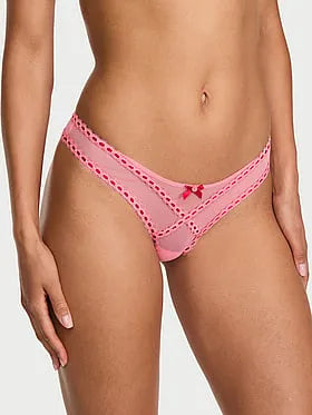 Ribbon Slot Mesh Brazilian Panty