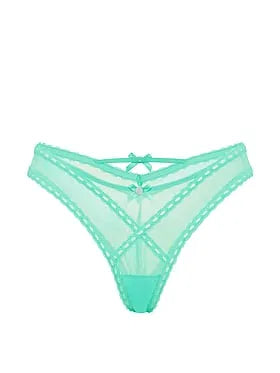 Ribbon Slot Mesh Brazilian Panty