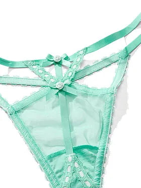 Ribbon Slot Mesh V-String Panty