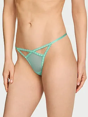 Ribbon Slot Mesh V-String Panty