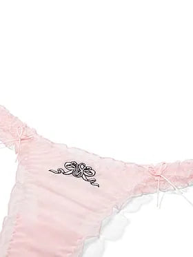 Ruffled Mesh Bows Thong Panty