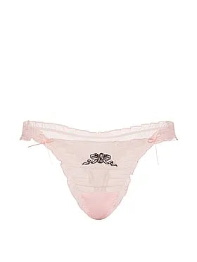 Ruffled Mesh Bows Thong Panty