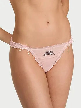 Ruffled Mesh Bows Thong Panty