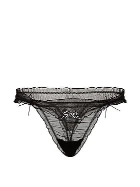 Ruffled Mesh Bows Thong Panty