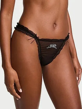 Ruffled Mesh Bows Thong Panty
