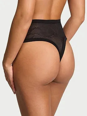 No-Show Snake Mesh High-Waist Thong Panty