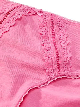 Cotton Lace-Trim Hiphugger Panty