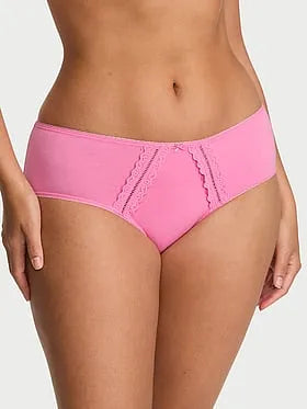Cotton Lace-Trim Hiphugger Panty