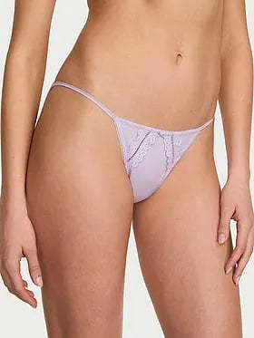 Cotton Lace-Trim String Bikini Panty