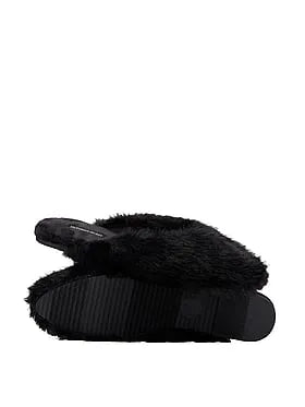 Faux Fur Closed-Toe Mule Slippers