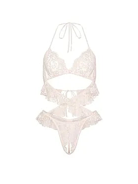 Lace Flutter Halter Peekaboo Teddy
