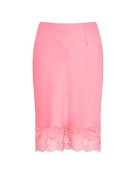Satin Lace-Trim Skirt