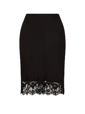 Satin Lace-Trim Skirt
