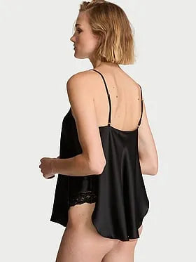 Satin Lace-Trim Cami Top