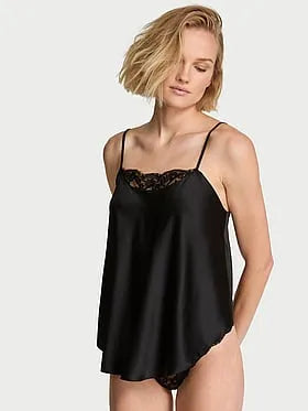 Satin Lace-Trim Cami Top