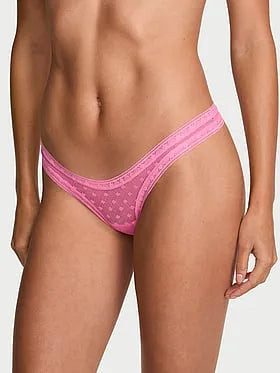 Dot Geo Lace Ultra-Mini Scoop Thong Panty
