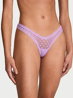 Dot Geo Lace Ultra-Mini Scoop Thong Panty