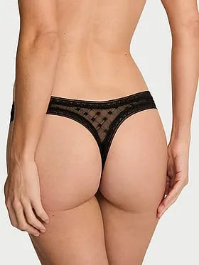Dot Geo Lace Ultra-Mini Scoop Thong Panty