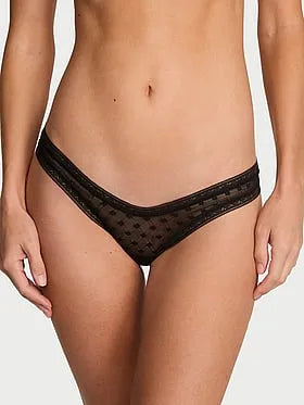 Dot Geo Lace Ultra-Mini Scoop Thong Panty