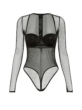 Tease Spider Embroidery Push-Up Long-Sleeve Bodysuit