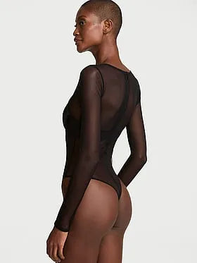 Tease Spider Embroidery Push-Up Long-Sleeve Bodysuit