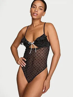 Tease Dot Ruffle Cupped Bodysuit