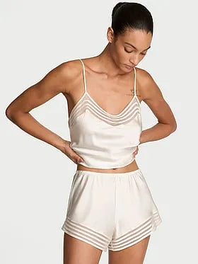 Washable Silk Sheer Stripe Short