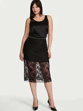 Rose Lace Midi Skirt