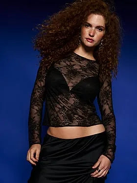 Rose Lace Long-Sleeve Tee