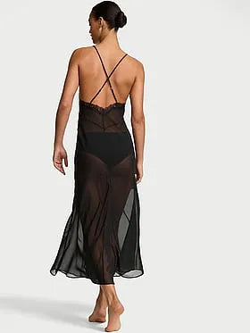 Chiffon Plunge Maxi Slip Dress