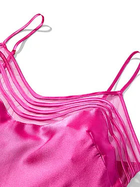 Washable Silk Sheer Stripe Short Slip Dress