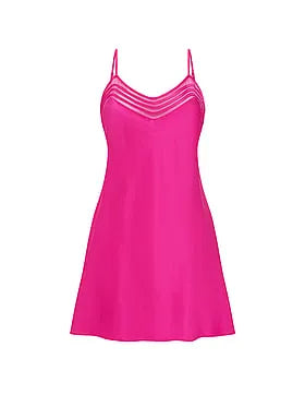 Washable Silk Sheer Stripe Short Slip Dress