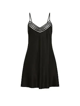 Washable Silk Sheer Stripe Short Slip Dress