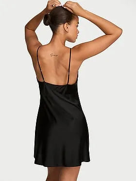 Washable Silk Sheer Stripe Short Slip Dress