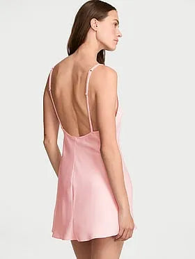 Shine Script Satin Mini Slip Dress