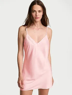 Shine Script Satin Mini Slip Dress